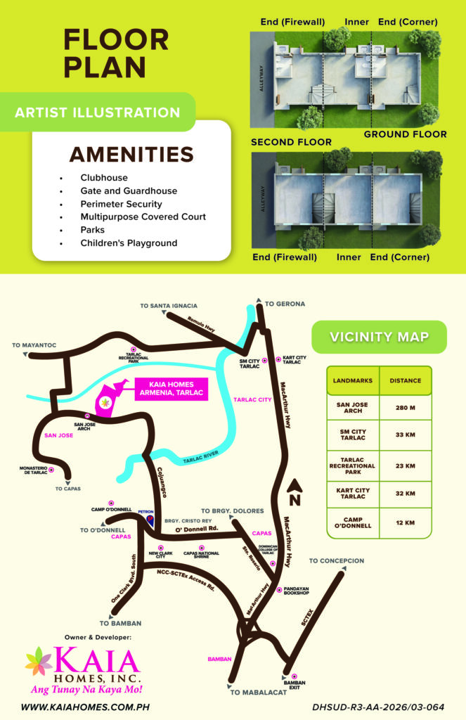 Kaia Homes Tarlac Flyer — back page